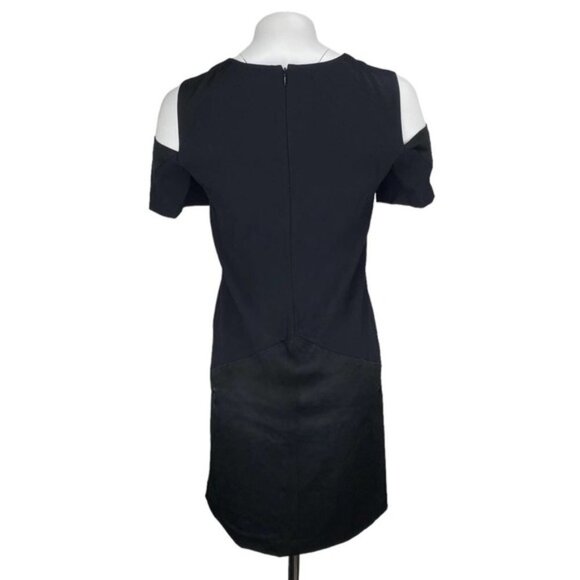 DKNY Cold Shoulder Black Sheath Dress Sz 2 Rear Zip - Picture 3 of 4